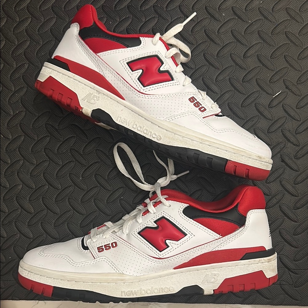 New Balance White and Red Sneakers Classic Design